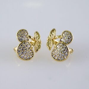 Woman Earrings / Aretes Dama/  Zircon Stone/  14k Real Color// E1178