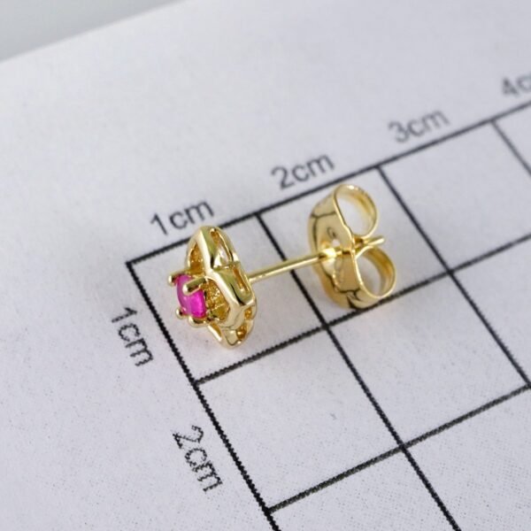 Woman Earrings / Aretes Dama/  Zircon Stone/  14k Real Color// E1191 - Image 3