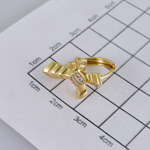 Woman Earrings / Aretes Dama/  Zircon Stone/  14k Real Color// E1210 - Image 3