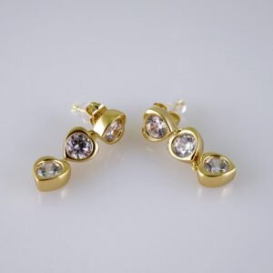 Women Earrings/ Aretes Dama/  Zircon Stone/  14k Real Color// E1215
