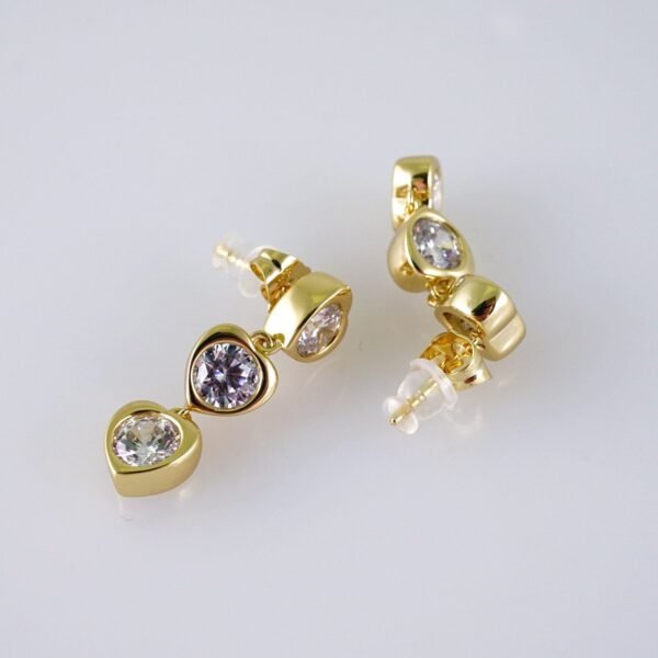 Women Earrings/ Aretes Dama/  Zircon Stone/  14k Real Color// E1215 - Image 2