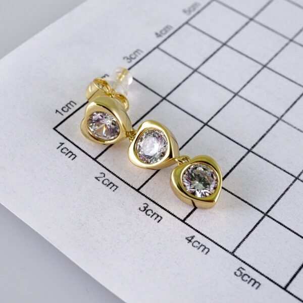 Women Earrings/ Aretes Dama/  Zircon Stone/  14k Real Color// E1215 - Image 3