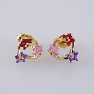 Women Earrings/ Aretes Dama/  Zircon Stone/  14k Real Color// E1234