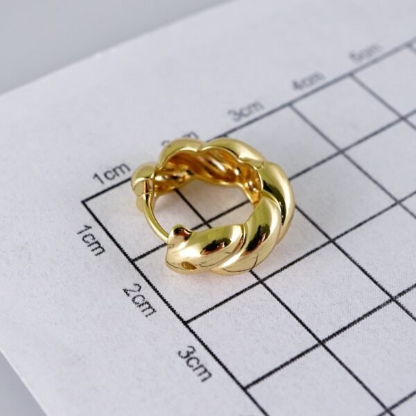 Women Earrings/ Aretes Dama/Plain/14k Real Color// E1238 - Image 3