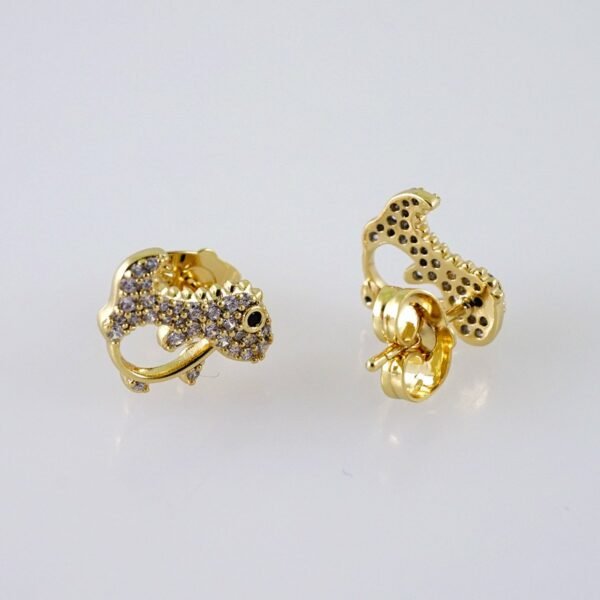 Women Earrings/ Aretes Dama/  Zircon Stone/  14k Real Color// E1256 - Image 2