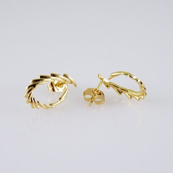 Women Earrings/ Aretes Dama/  Plain/  14k Real Color// E1266 - Image 2