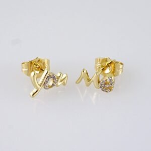 Women Earrings/ Aretes Dama/  Zircon Stone/  14k Real Color// E1270