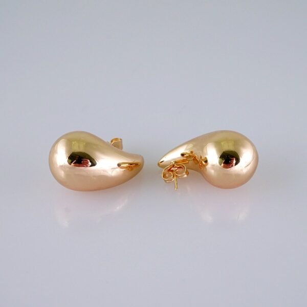Women Earrings/ Aretes Dama/Plain/10k Real Color// E1285 - Image 2