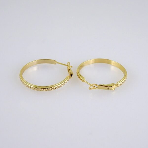Women Earrings/ Aretes Dama/  Plain/  14k Real Color// E1309 - Image 2