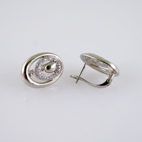 Women Earrings/ Aretes Dama/  Zircon Stone/  Silver Color// E1316 - Image 2