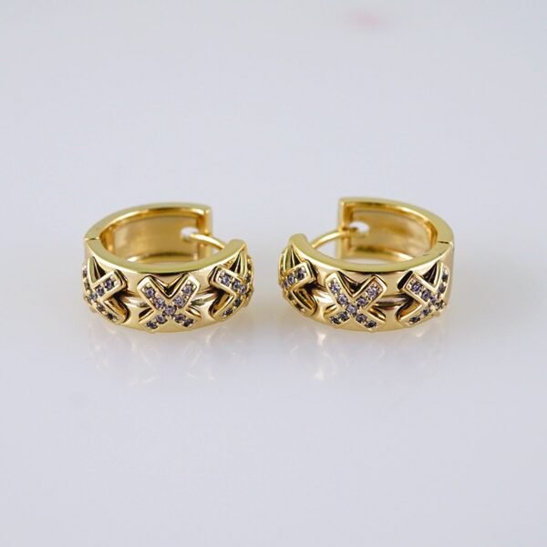 Women Earrings/ Aretes Dama/  Zircon Stone/  14k Real Color// E1328