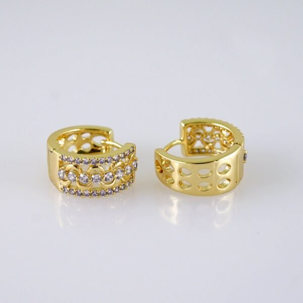 Women Earrings/ Aretes Dama/  Zircon Stone/  14k Real Color// E1330 - Image 2