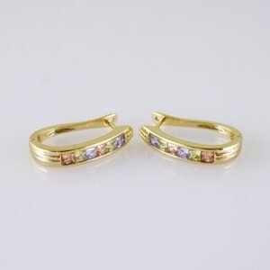 Women Earrings/ Aretes Dama/  Zircon Stone/  14k Real Color// E1333