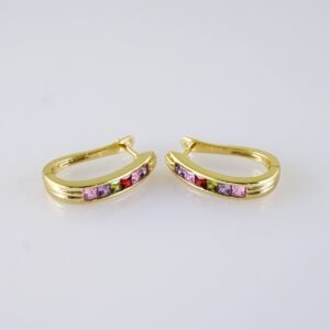 Women Earrings/ Aretes Dama/  Zircon Stone/  14k Real Color// E1334