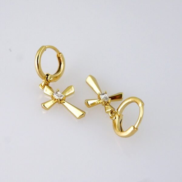Women Earrings/ Aretes Dama/  Zircon Stone/  14k Real Color// E1358 - Image 2