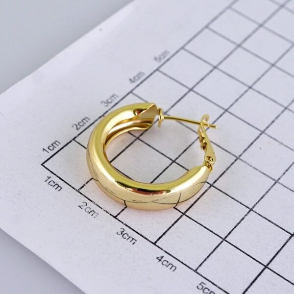 Women Earrings/ Aretes Dama/ Plain/ 14k Real Color// E1447 - Image 3