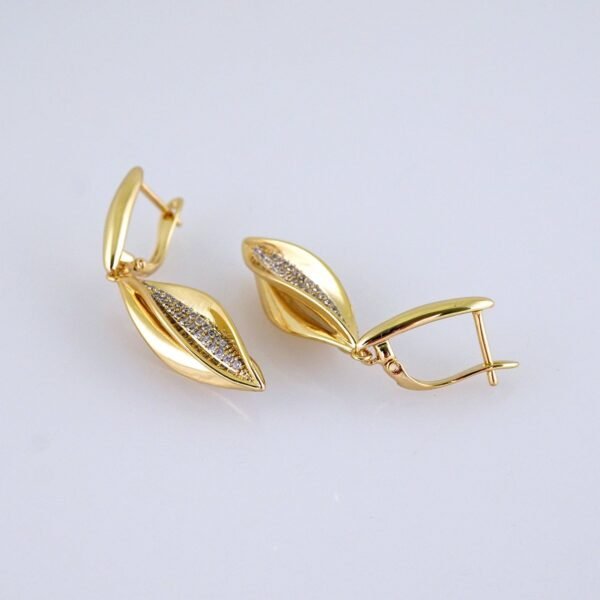 Women Earrings/ Aretes Dama/ Zircon Stone/ 14k Real Color// E1453 - Image 2
