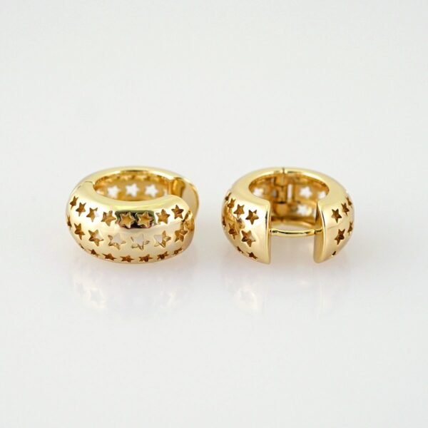 Women Earrings/ Aretes Dama/ Plain/ 14k Real Color// E1473 - Image 2