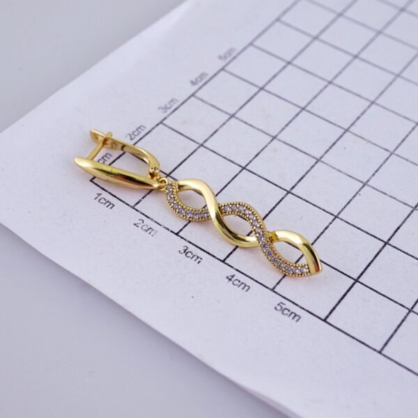 Women Earrings/ Aretes Dama/ Zircon Stone/ 14k Real Color// E1489 - Image 3