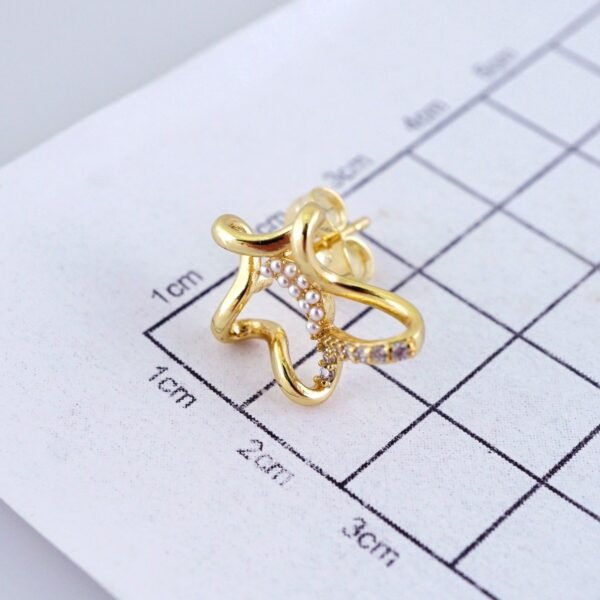 Women Earrings/ Aretes Dama/ Zircon Stone/ 14k Real Color// E1491 - Image 3