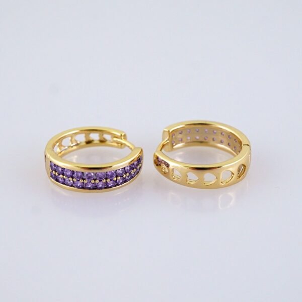 Women Earrings/ Aretes Dama/ Zircon Stone/ 14k Real Color// E1494 - Image 2