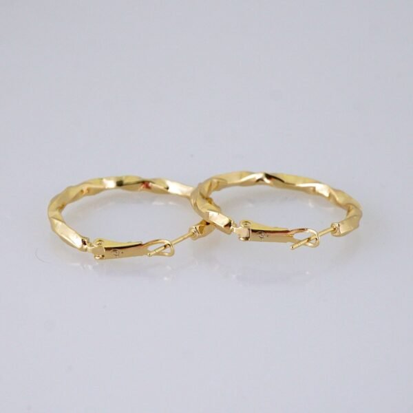 Women Earrings/ Aretes Dama/ Plain/ 14k Real Color// E1500 - Image 2