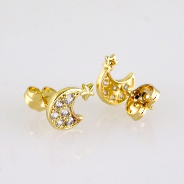 Women Earrings/ Aretes Dama/ Zircon Stone/ 14k Real Color// E1568 - Image 2