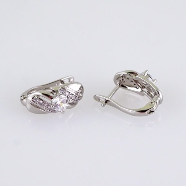 Women Earrings/ Aretes Dama/ Zircon Stone/ Silver Color// E1606 - Image 2