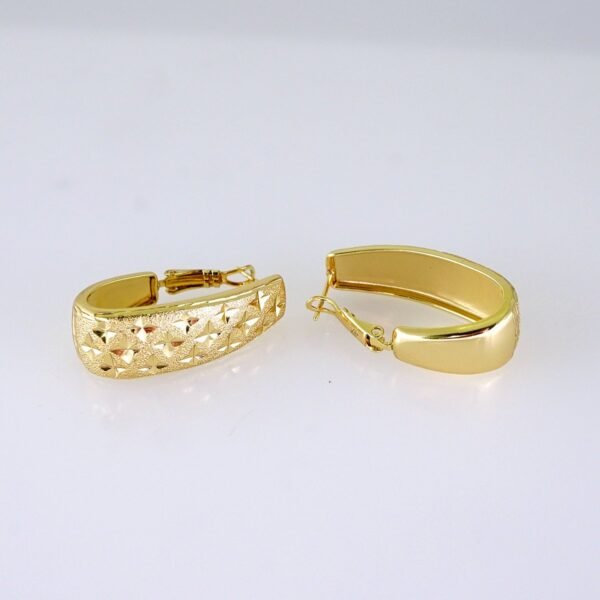 Women Earrings/ Aretes Dama/ Plain/ 14k Real Color// E1610 - Image 2
