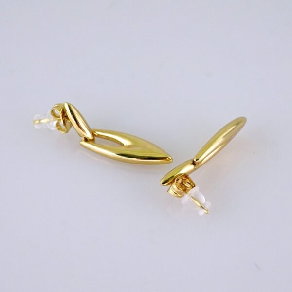 Women Earrings/ Aretes Dama/  Plain/ 14K Real Color/ Stainless Steel// E1634 - Image 2