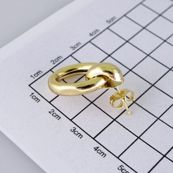 Women Earrings/ Aretes Dama/  Plain/ 14K Real Color/ Stainless Steel// E1636 - Image 3