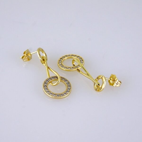 Women Earrings/ Aretes Dama/  Zircon Stone/ 14K Real Color/ Stainless Steel// E1638 - Image 2