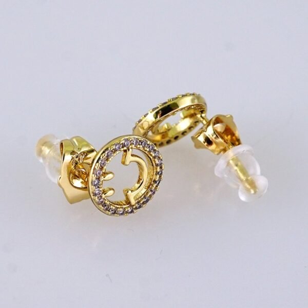 Women Earrings/ Aretes Dama/ Zircon Stone/14K Real Color/Stainless Steel// E1640 - Image 2