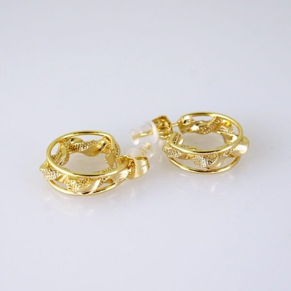 Women Earrings/ Aretes Dama/ Plain/ 14k Real Color/ Stainless Steel//E1651 - Image 2