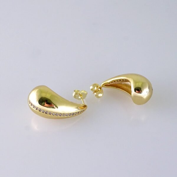 Women Earrings/ Aretes Dama/ Zircon Stone/ 14K Real Color/ Stainless Steel// E1658 - Image 2