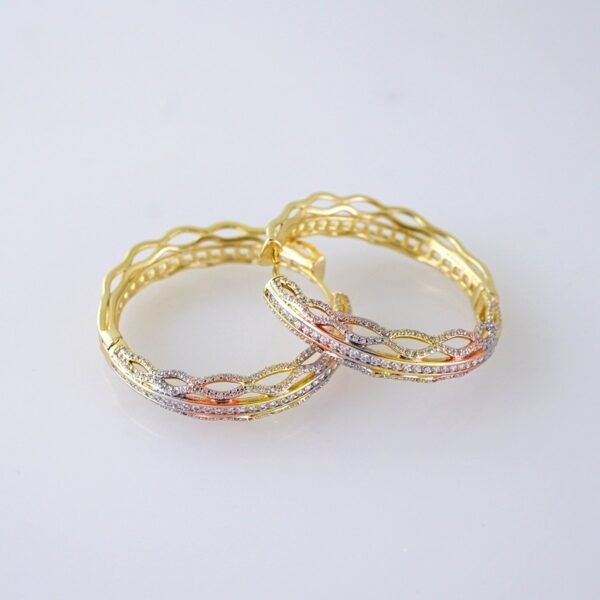 Women Earrings/ Aretes Dama/ Zircon Stone/ Three Color/ Stainless Steel// E1671 - Image 2