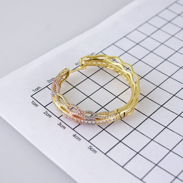 Women Earrings/ Aretes Dama/ Zircon Stone/ Three Color/ Stainless Steel// E1671 - Image 3