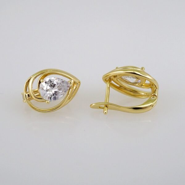 Women Earrings/ Aretes Dama/ Zircon Stone/ 14k Real Color// E452 - Image 2