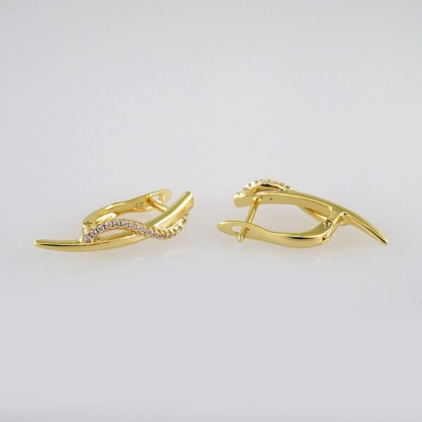 Woman Earrings / Aretes Dama/ Zircon Stone/ 14k Real Color// E476 - Image 2