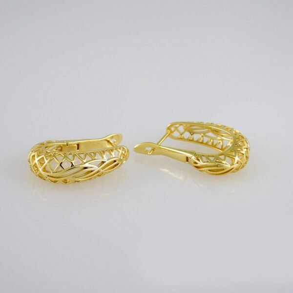Woman Earrings / Aretes Dama/ Plain/ 14k Real Color// E482 - Image 2