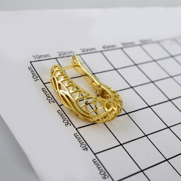 Woman Earrings / Aretes Dama/ Plain/ 14k Real Color// E482 - Image 3