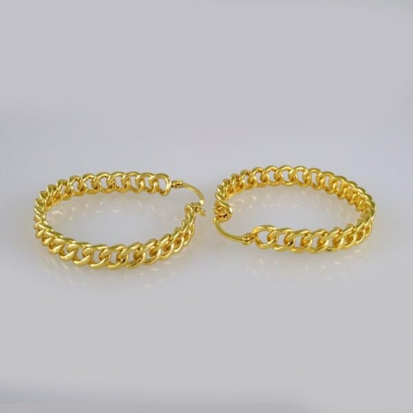 Woman Earrings / Aretes Dama/ Plain/ 14k Real Color// E490 - Image 2