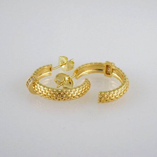 Woman Earrings / Aretes Dama/ Plain/ 14k Real Color// E491 - Image 2