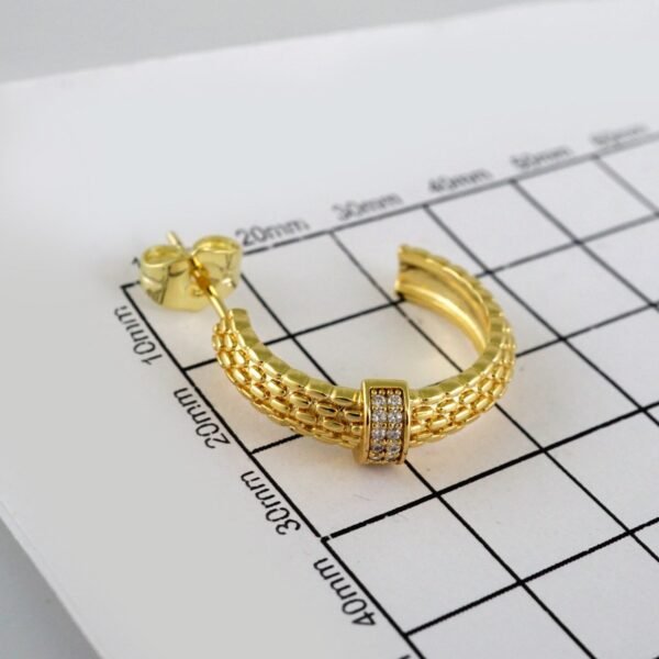 Woman Earrings / Aretes Dama/ Plain/ 14k Real Color// E491 - Image 3