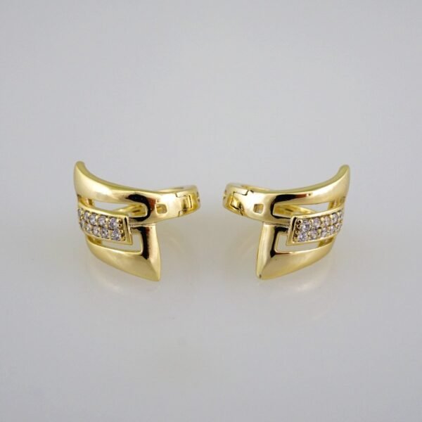 Woman Earrings / Aretes Dama/ Zircon Stone/ 14k Real Color// E495
