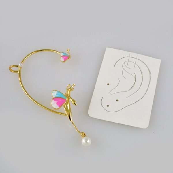 Women Earrings/ Aretes Dama/ Zircon Stone/  14k Real Color/ Trepador de oreja 1PZ// E517 - Image 2