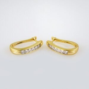 Women Earrings/ Aretes Dama/  Zircon Stone/  14k Real Color// E541
