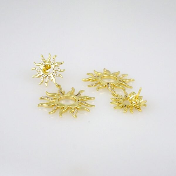 Women Earrings/ Aretes Dama/  Zircon Stone/  14k Real Color/ Sol// E546 - Image 2