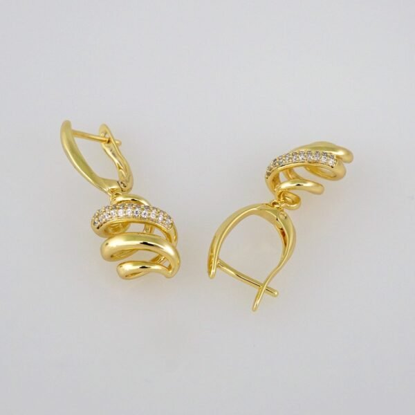 Women Earrings/ Aretes Dama/  Zircon Stone/  14k Real Color// E548 - Image 2