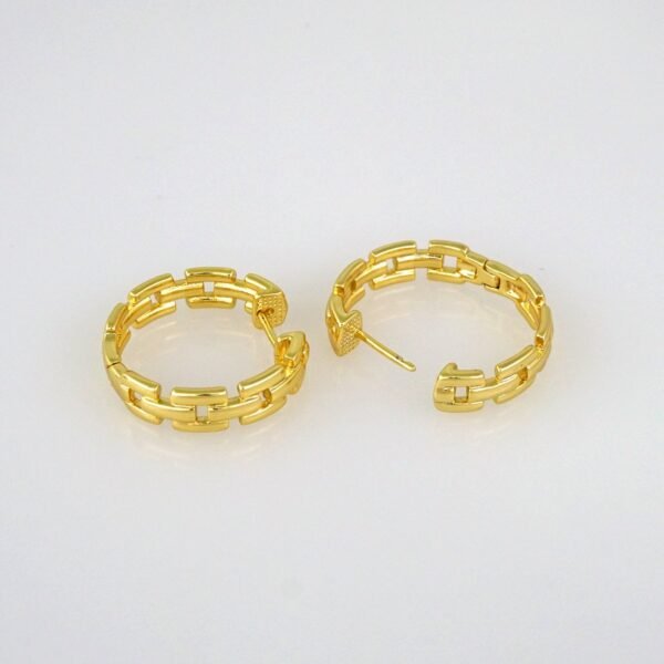 Women Earrings/ Aretes Dama/  Plain/  14k Real Color// E549 - Image 2